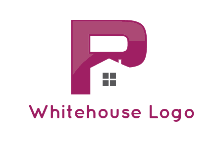 house in front of letter p logo