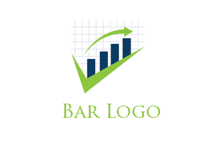 Financial bars in front of graph with arrows logo