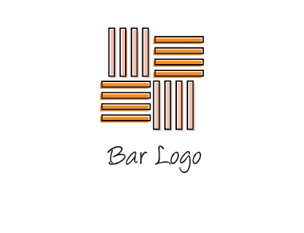 Vertical and horizontal bars in square shape abstract logo