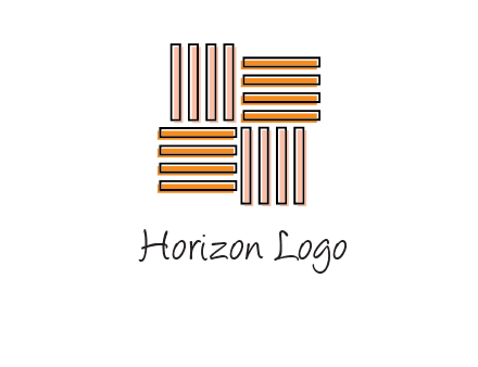 Vertical and horizontal bars in square shape abstract logo