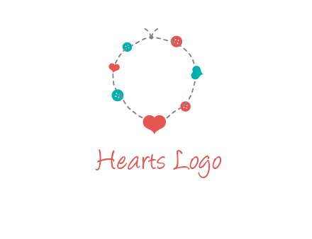 sewing circle with heart button icon