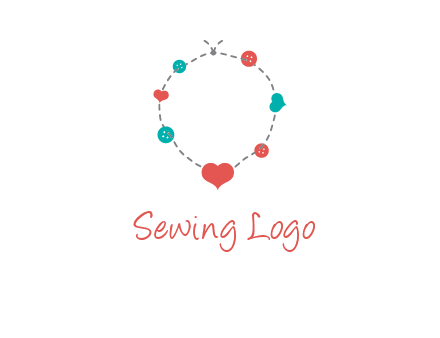 sewing circle with heart button icon