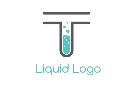 test tube is incorporated inside letter T logo