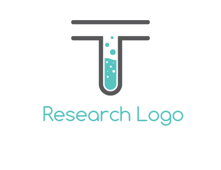 test tube is incorporated inside letter T logo