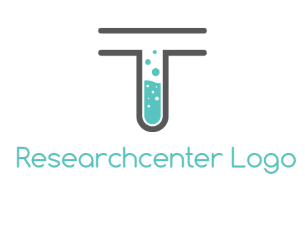 test tube is incorporated inside letter T logo