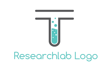 test tube is incorporated inside letter T logo