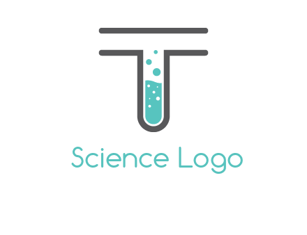 test tube is incorporated inside letter T logo