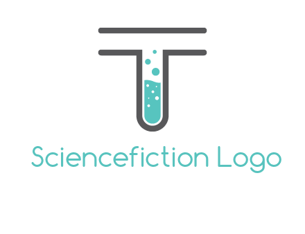 test tube is incorporated inside letter T logo