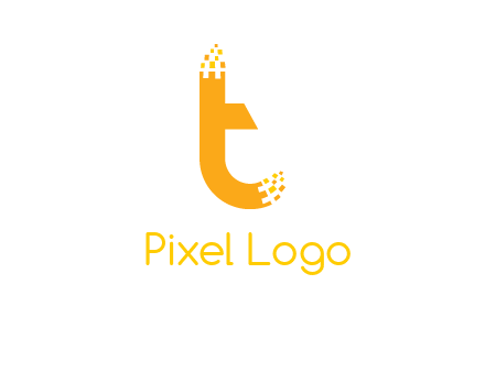 letter t with pixels logo