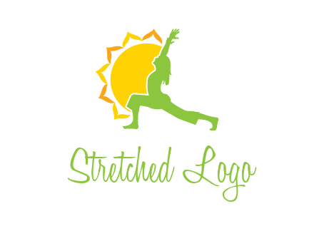 sun flower and woman bending in yoga pose logo