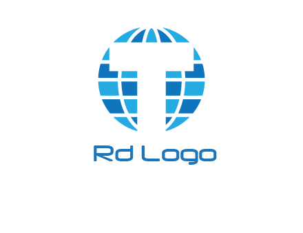 letter t over the globe