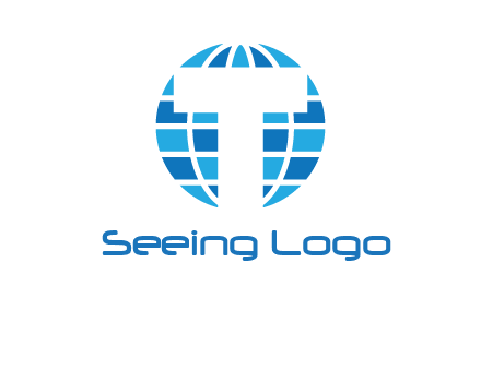 letter t over the globe