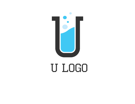 letter u inside test tube icon