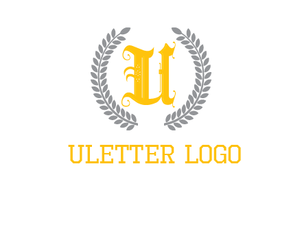 letter U inside with olive leaves emblem