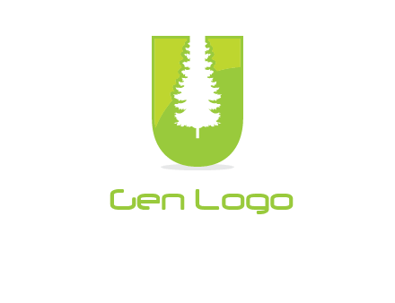 Tree in the letter u logo