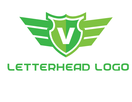 Letter V in shield and wings logo