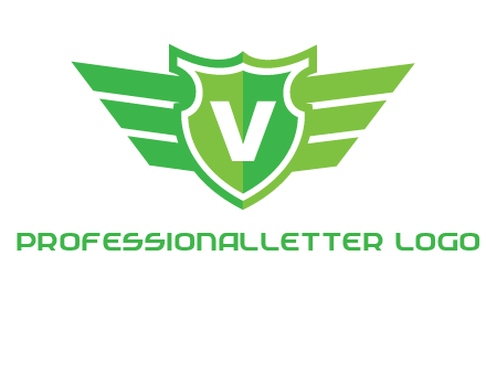 Letter V in shield and wings logo