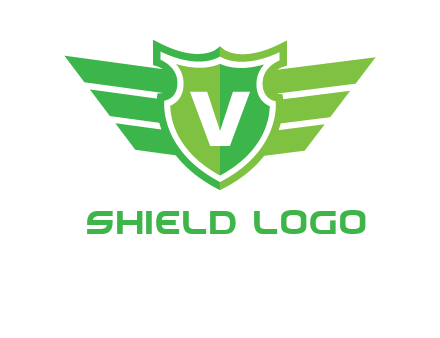 Letter V in shield and wings logo