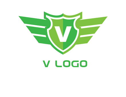 Letter V in shield and wings logo