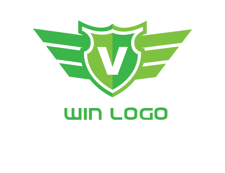 Letter V in shield and wings logo