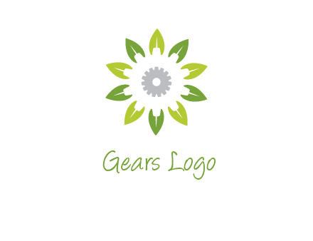 abstract leaves flower with gear logo