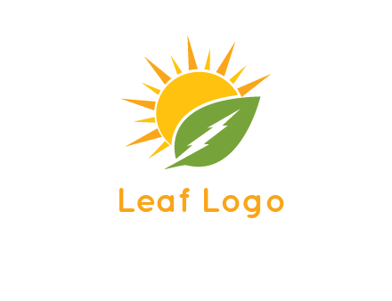 bolt leaf with sun logo