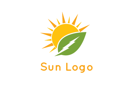 bolt leaf with sun logo