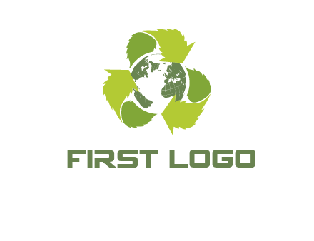 recycle leaf and globe logo