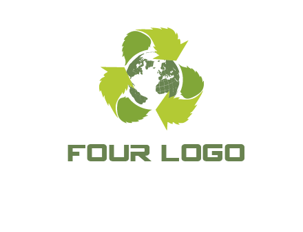 recycle leaf and globe logo