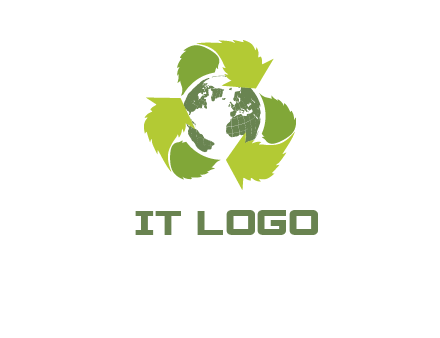 recycle leaf and globe logo