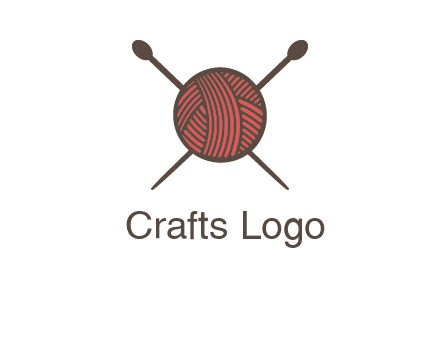 Knitting wool ball with needles logo