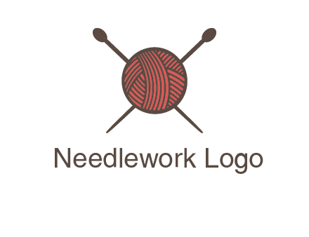 Knitting wool ball with needles logo