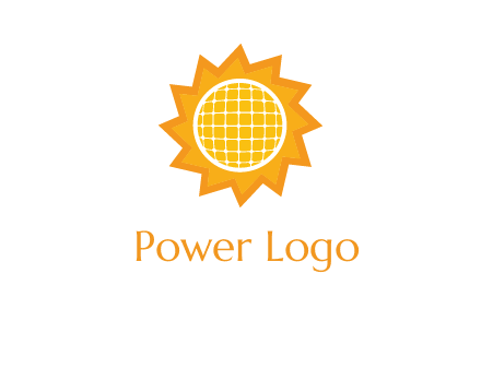 sun and solar panel logo