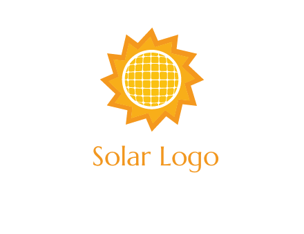 sun and solar panel logo