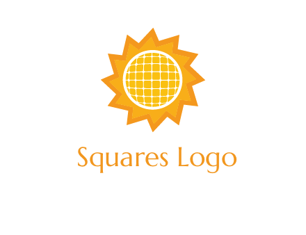 sun and solar panel logo