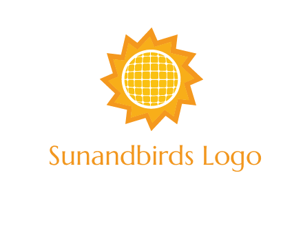 sun and solar panel logo