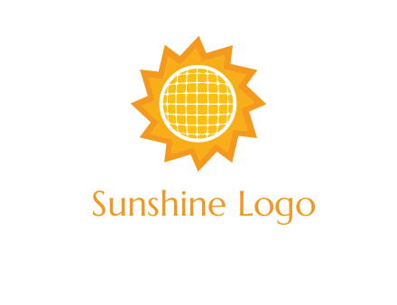 sun and solar panel logo