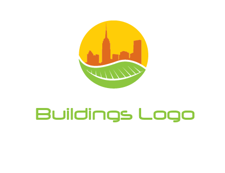 skyline building on leaf logo