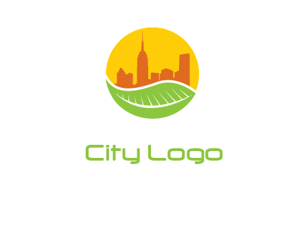 skyline building on leaf logo