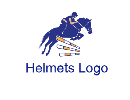 horse jockey over hurdle sports logo