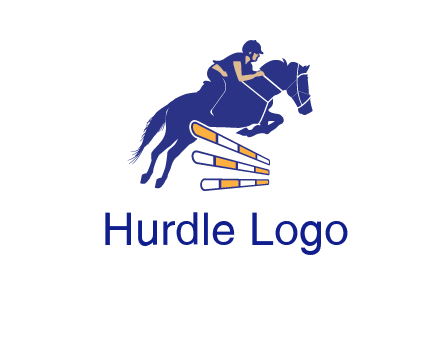 horse jockey over hurdle sports logo