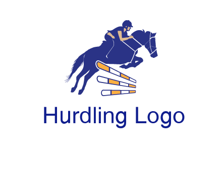 horse jockey over hurdle sports logo