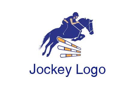 horse jockey over hurdle sports logo