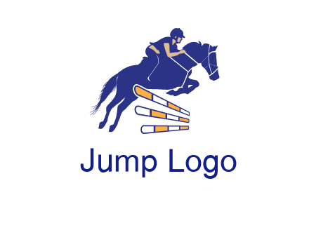 horse jockey over hurdle sports logo