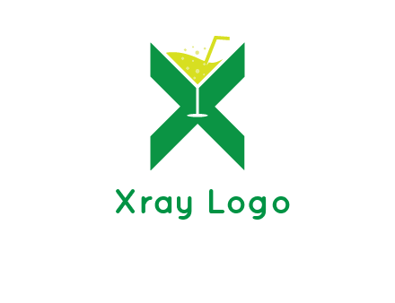 letter X forming negative spacing glass with drink