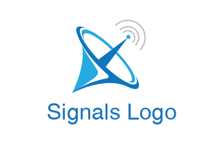 satellite dish with signals communication logo