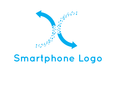 letter x pixels and arrows logo