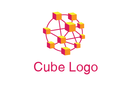 cubes and lines sphere communication logo