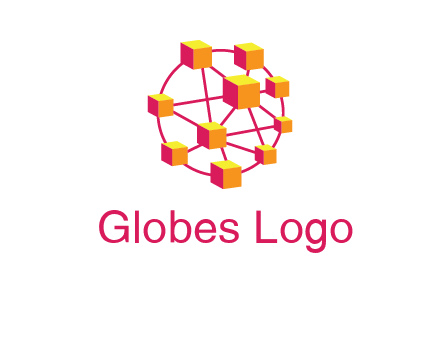 cubes and lines sphere communication logo