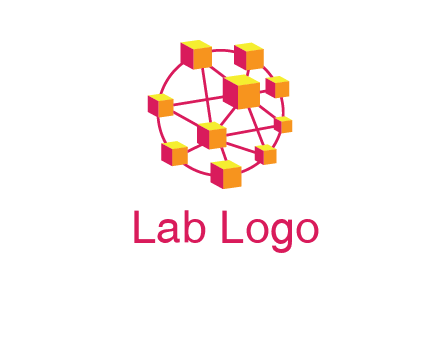 cubes and lines sphere communication logo